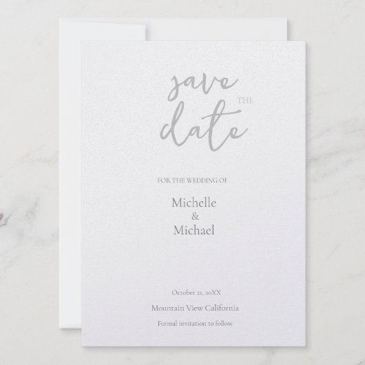 Save The Date Pearl Shimmer Mariage minimaliste moderne (Devant)