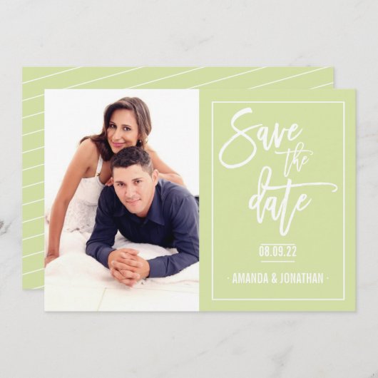 Save The Date Pearlescent jaune et Mariage blanc Enregistrer la (Devant / Derrière)