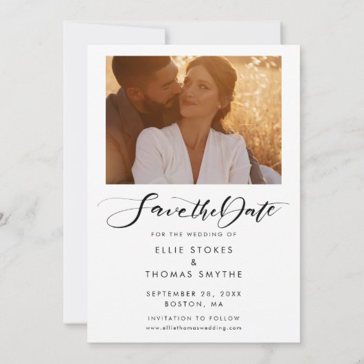 Save The Date Pebble Heart Trouvé Amour Mariage photo (Dos)