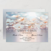 Save The Date Pêche Blanche Floral Enregistrer La Date (Devant / Derrière)