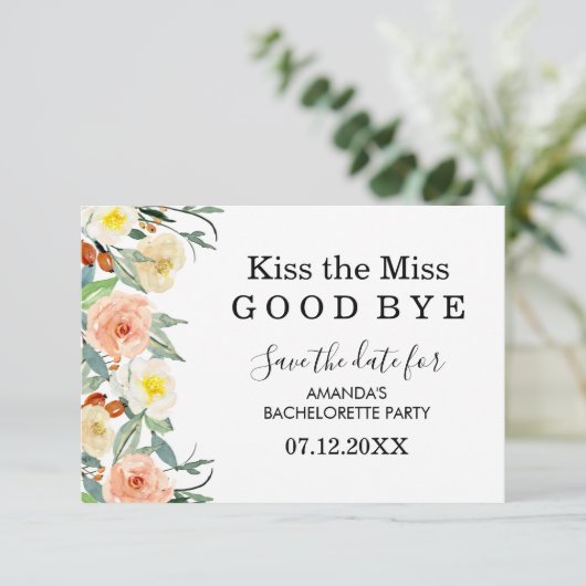 Save The Date Pêche et blanc Bachelorette florale Enregistrer la (Debout devant)
