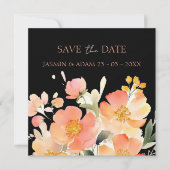 Save The Date Pêche orangée Boho moderne et Mariage floral noir (Devant)