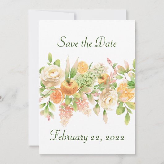 Save The Date Pêches et fleurs de crème et fruits (Devant)