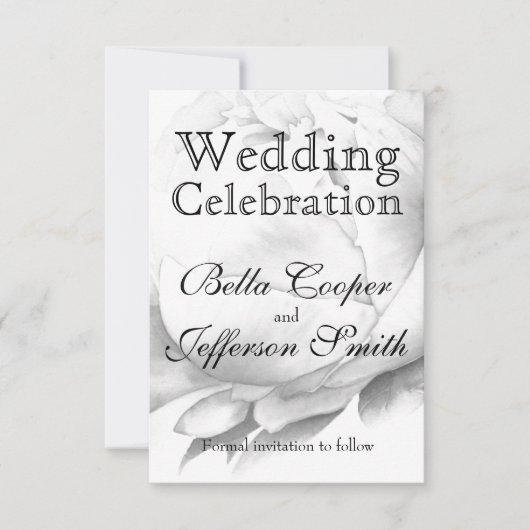 Save The Date Peine blanche noire élégante aquarelle florale art (Devant)