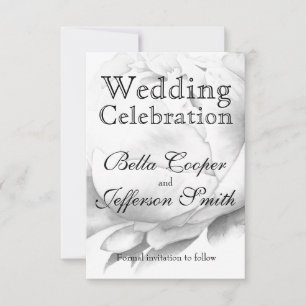 Save The Date Peine blanche noire élégante aquarelle florale art