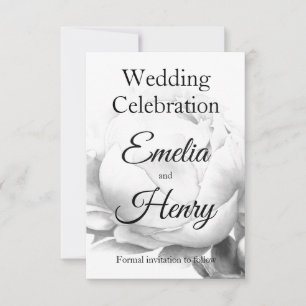 Save The Date Peine blanche noire élégante aquarelle florale art