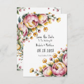 Save The Date Peine rose et Mariage floral jaune (Devant / Derrière)