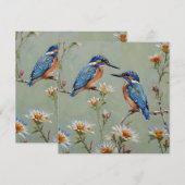 Save The Date Peinture À L'Huile D'Oiseaux Et De Fleurs De Pêche (Devant / Derrière)