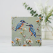 Save The Date Peinture À L'Huile D'Oiseaux Et De Fleurs De Pêche (Debout devant)