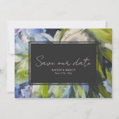 Save The Date Peinture à l'huile Florales inspirées Mariage bleu (Devant)