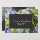 Save The Date Peinture à l'huile Florales inspirées Mariage bleu (Devant / Derrière)
