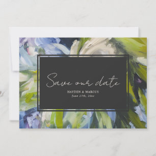 Save The Date Peinture à l'huile Florales inspirées Mariage bleu