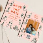 Save The Date Peinture à main Funky Retro Contemporain<br><div class="desc">Peinture à main Funky Retro Contemporain Enregistrer la date</div>