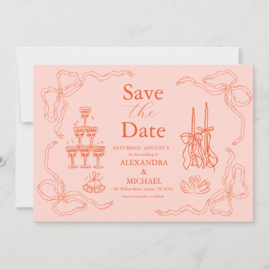 Save The Date Peinture à main Mariage d'art contemporain (Devant)