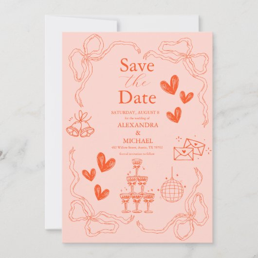 Save The Date Peinture à main Mariage d'art contemporain (Devant)