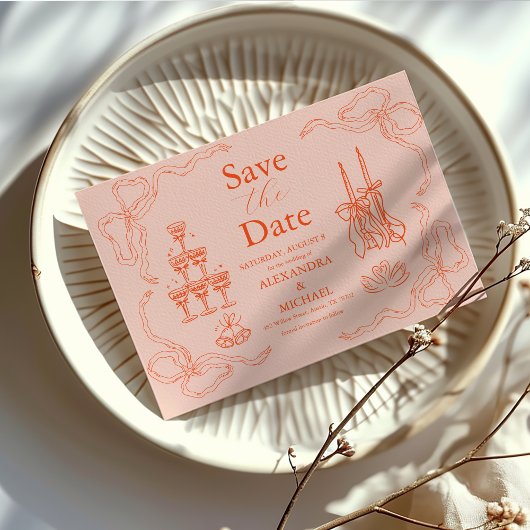 Save The Date Peinture à main Mariage d'art contemporain