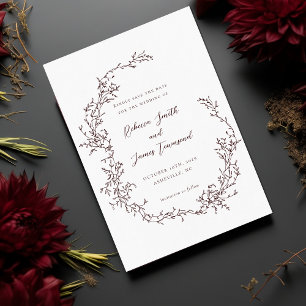 Save The Date Peinture baroque de Wreath Mariage rouge foncé