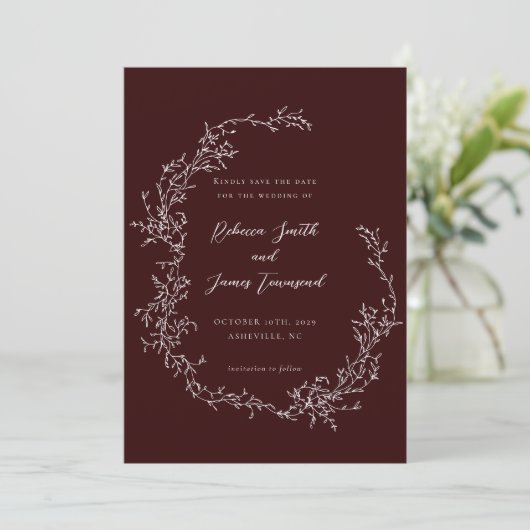 Save The Date Peinture baroque Wreath Fine Art Mariage de Bourgo (Debout devant)