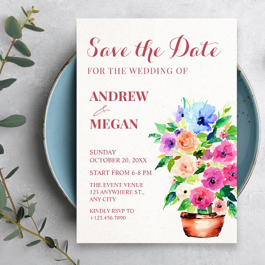 Save The Date Peinture de pot floral