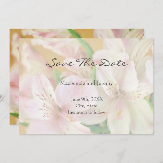 Save The Date Peinture douce Alstromeria (Devant / Derrière)