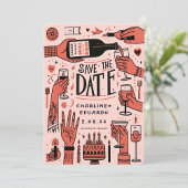 Save The Date Peinture Manuelle Funky Rétro Contemporain