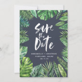 Save The Date Pellicule de feuille de palme tropicale aquarelle (Devant)