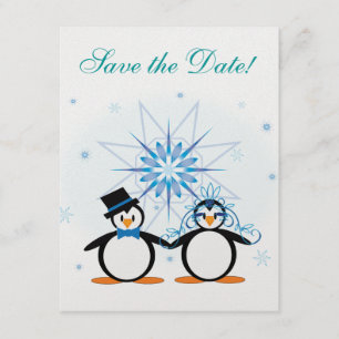 Save The Date Penguins de mariage d'hiver Enregistrer la date
