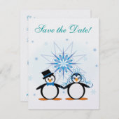 Save The Date Penguins de mariage d'hiver Enregistrer la date (Devant / Derrière)