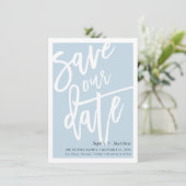 SAVE THE DATE penseel geletterd script eend ei bla Kaart (Staand voorkant)