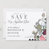 Save The Date Pensez-Nous À Alice En Wonderland Checkerboard (Devant)
