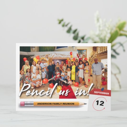 Save The Date Pensez-Nous En Famille Unique Photo Réunion (Debout devant)