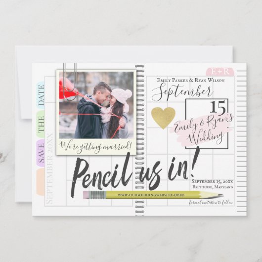 Save The Date Pensez-Nous En Puce Journal Calendrier Photo (Devant)