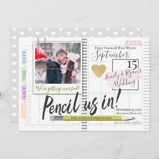 Save The Date Pensez-Nous En Puce Journal Calendrier Photo (Devant / Derrière)