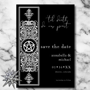 Save The Date Pentagramme gothique étoile noir blanc Mariage
