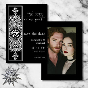 Save The Date Pentagramme gothique Stat noir blanc Mariage photo