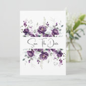 Save The Date Peonies de prune violette foncée Sauvez la date (Debout devant)