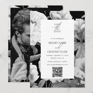 Save The Date Peonies noires et blanches Photo Mariage Floral