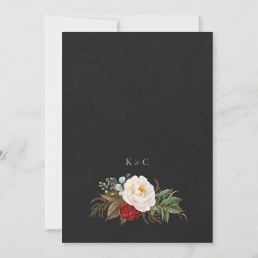 Save The Date Peonies romantiques Boho noir & or Script (Dos)