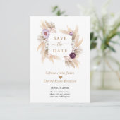 Save The Date Peonies violettes Orchidée blanche Pampas Mariage  (Debout devant)
