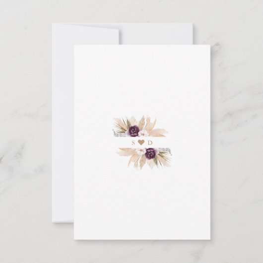 Save The Date Peonies violettes Orchidée blanche Pampas Mariage  (Dos)