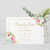 Save The Date Peony Botanical Watercolor Wedding Enregistrer la  (Debout devant)