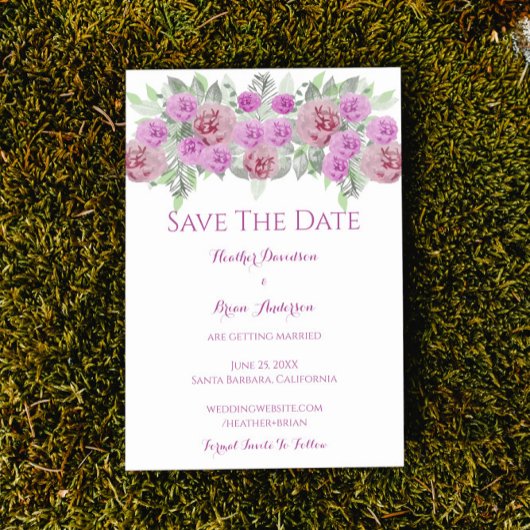Save The Date Peony Rose Greenery Enregistrer La Date Annonce