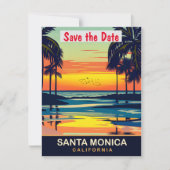 Save The Date Père Noël Monica, Californie, Travel Postcard, (Devant)