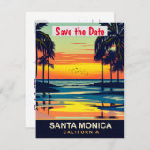 Save The Date Père Noël Monica, Californie, Travel Postcard, (Devant / Derrière)