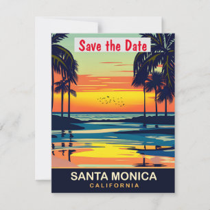 Save The Date Père Noël Monica, Californie, Travel Postcard,