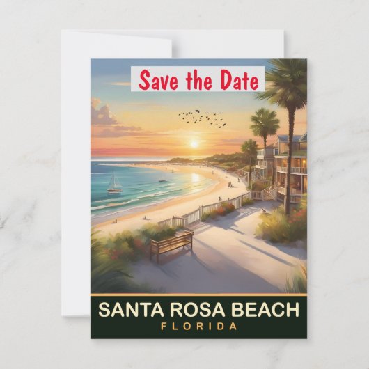 Save The Date Père Noël Rosa Beach, Floride (Devant)