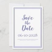 Save The Date Périwinkle Bleu Blanc Moderne Simple Mariage Chic (Devant)