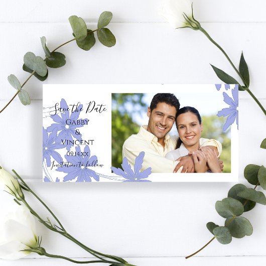 Save The Date Périwinkle Blue Daisies Wedding Enregistrer la dat