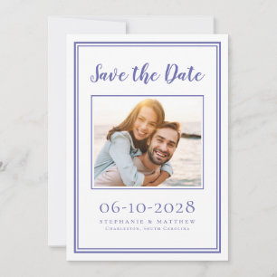 Save The Date Périwinkle Blue Mariage Photo Fiançailles moderne