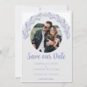 Save The Date Periwinkle Garland Photo Enregistrer la date (Devant)
